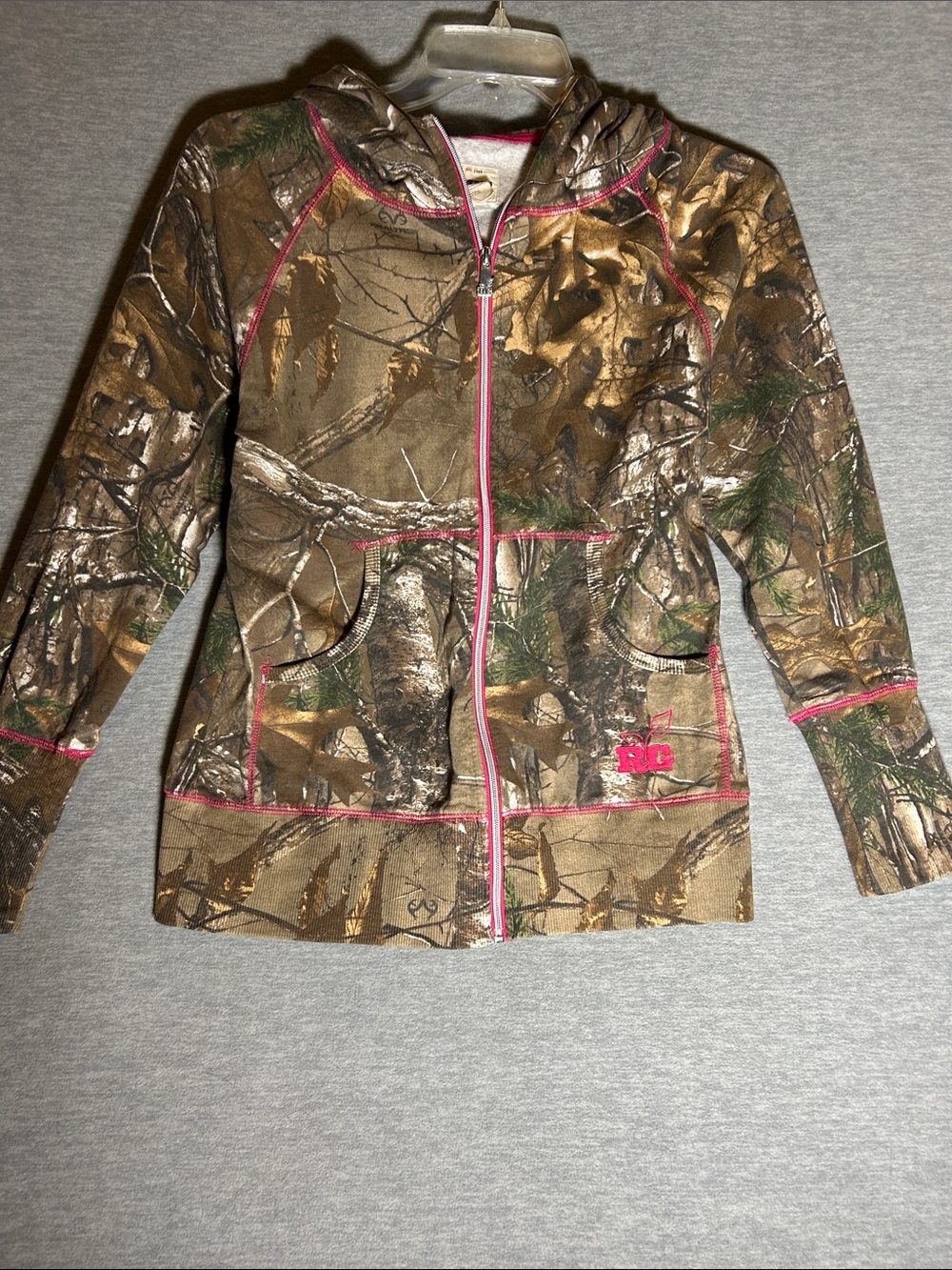 REALTREE Sports Hiking Running Jogging Full Zip Camo Sweatshirt With Full Hood